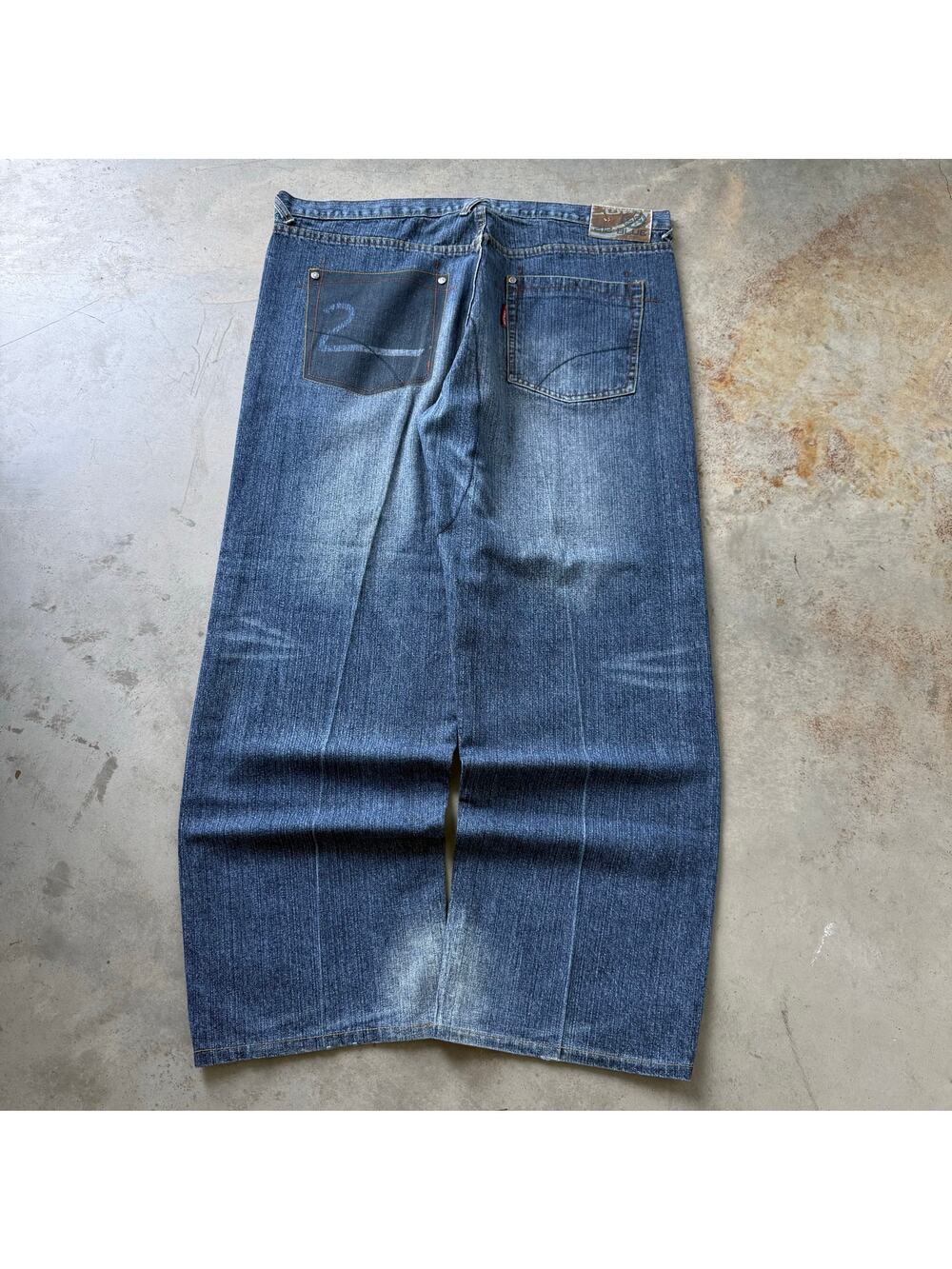 Vintage Y2K 212 Blue Streetwear Relaxed Loose Fit Graphic Pocket Jeans Sz 40x30